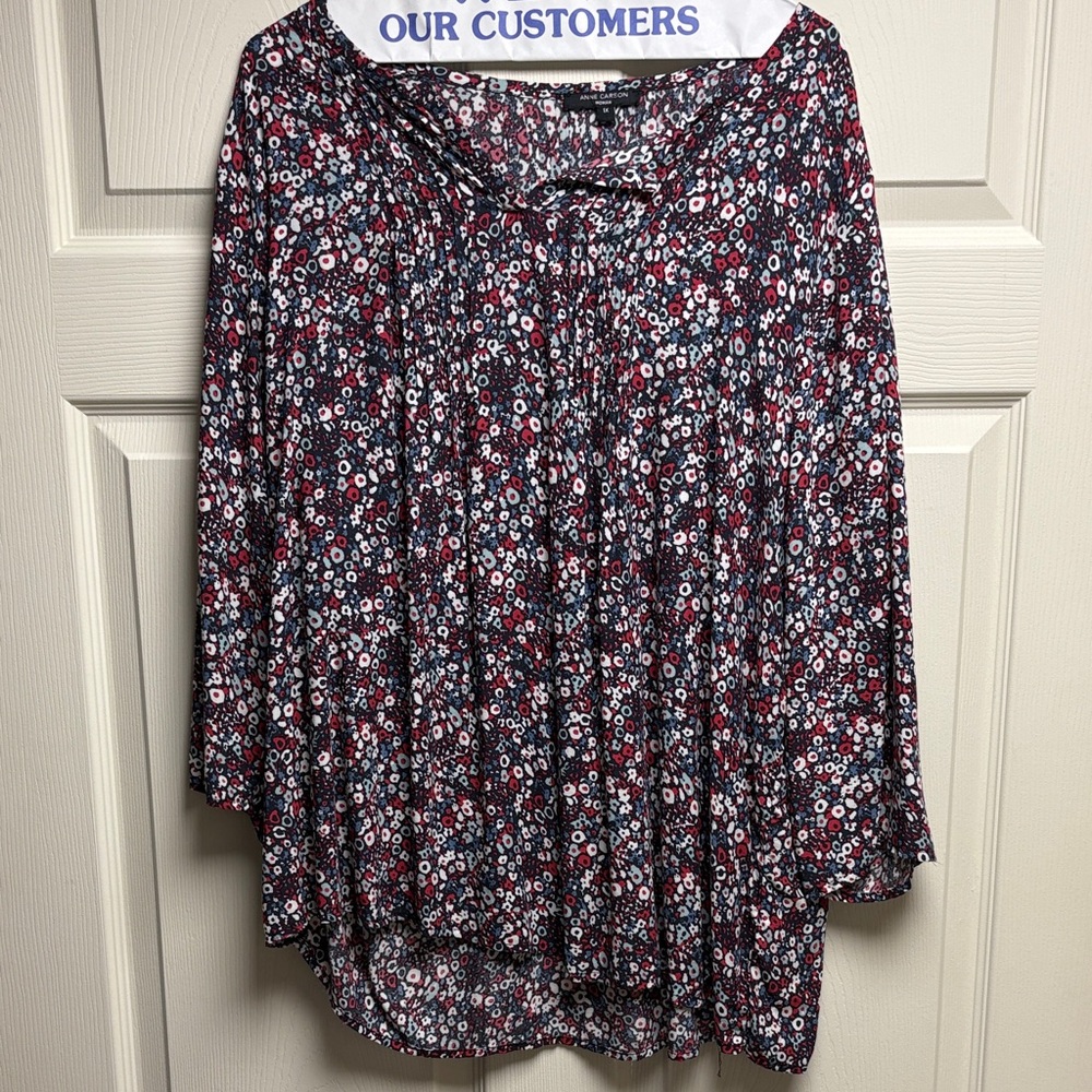 Anne Carson Navy Floral Blouse